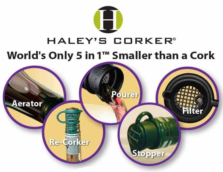 five in one haleys corker wine cork aerator