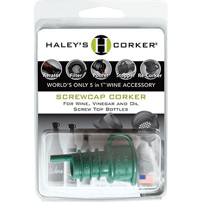 Haley's Corker® Green Screwcap Single-Carded Clamshell (Cases of 36 qty)
